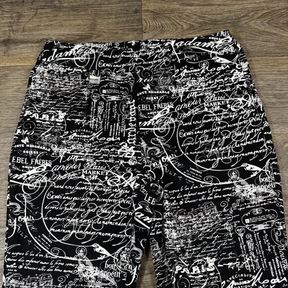 Lulu B Cropped Capri Pull On Pants Black White Women's Size 12 Pockets - Picture 2 of 12